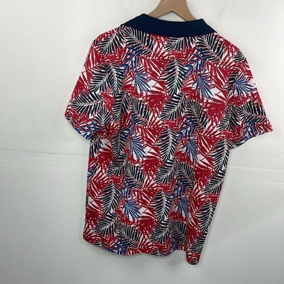 Goodfellow & Co Polo Shirt Mens Large Hawaiian Aloha Palm Floral Knit Collar L - Picture 8 of 9